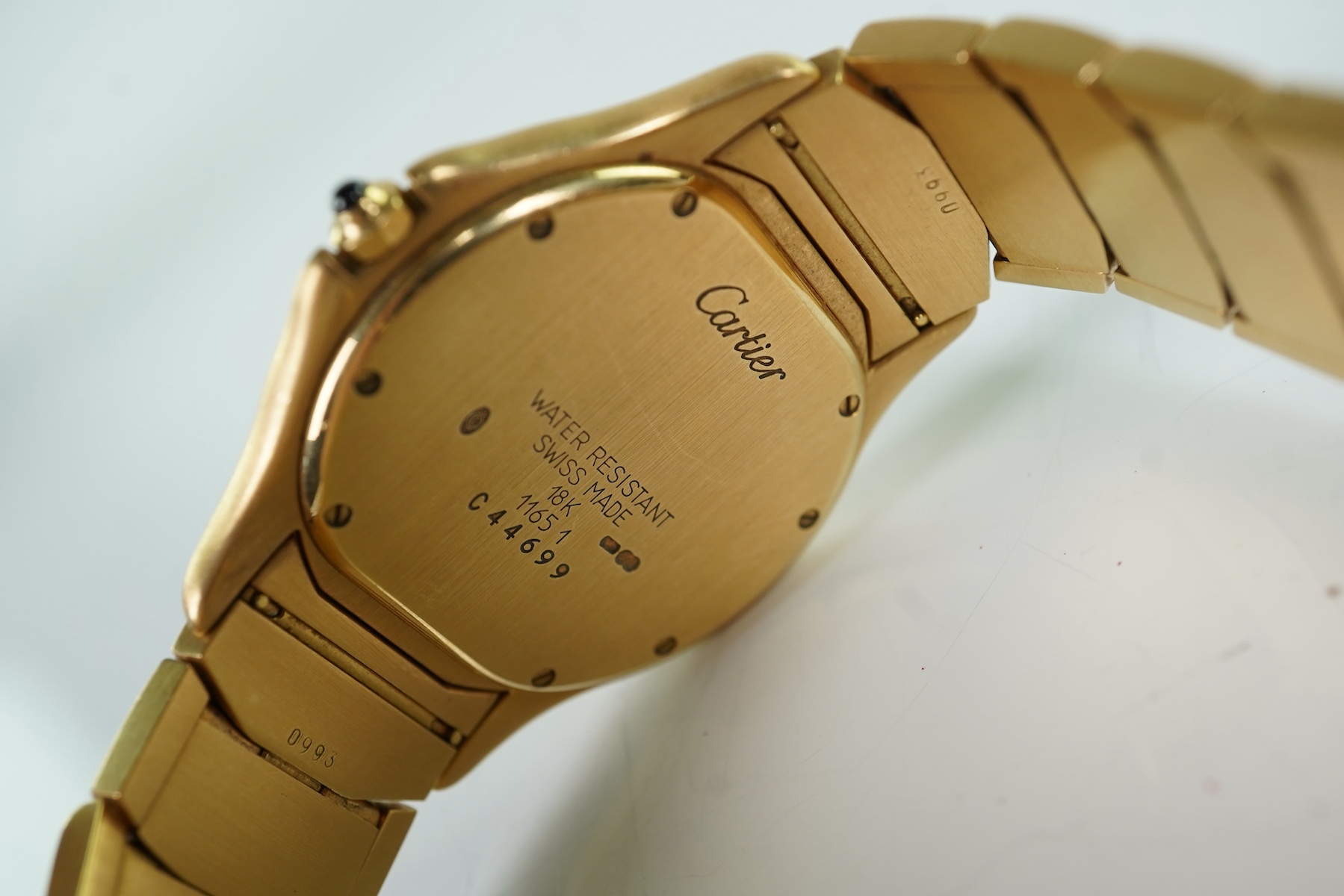 A gentleman's late 20th century 18k gold Cartier Cougar quartz wrist watch